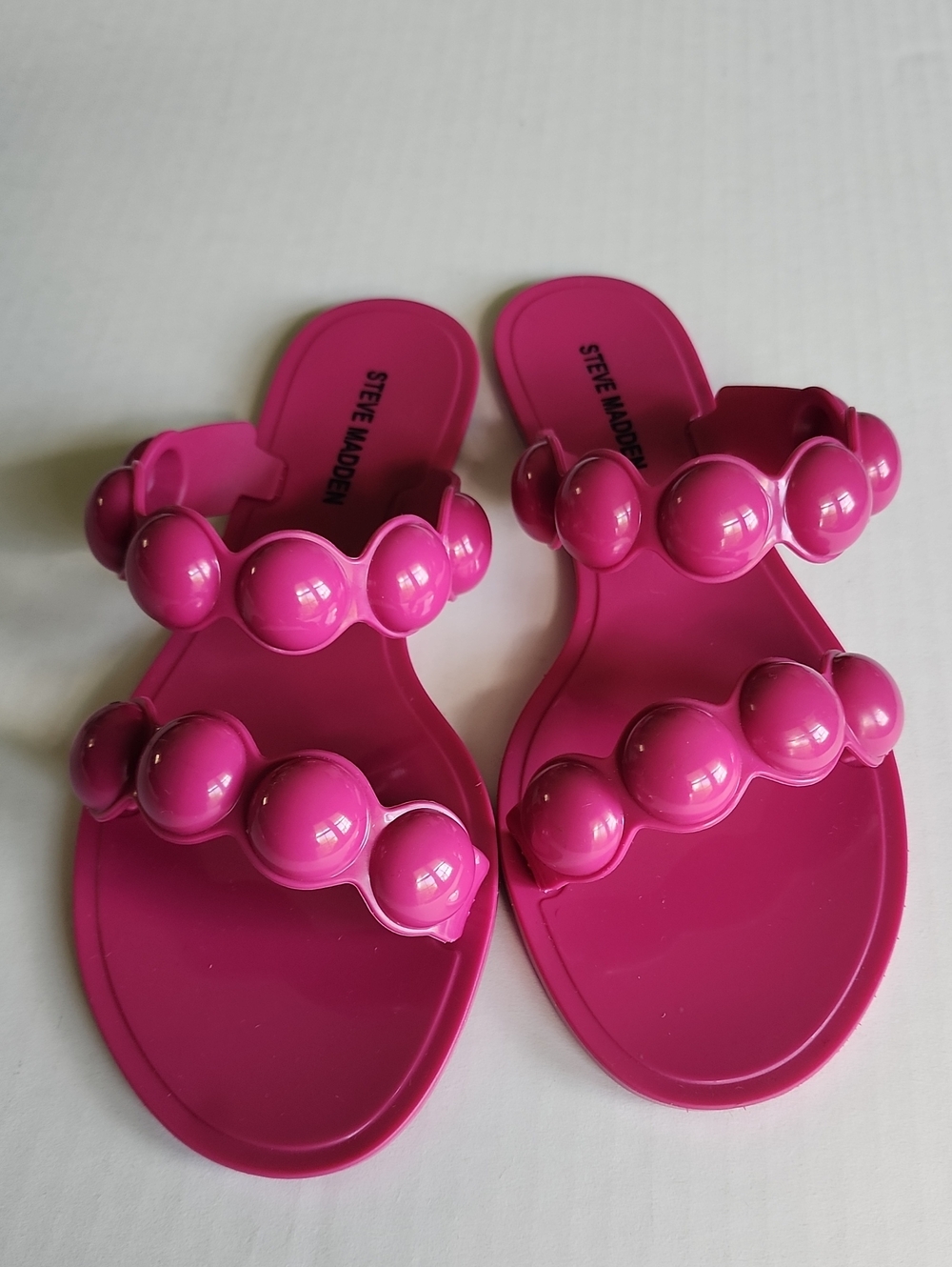 Steve Madden Zaza Hot Pink Bubble-Bead Jelly Slide Sandals, Size 9 - Picture 1 of 6